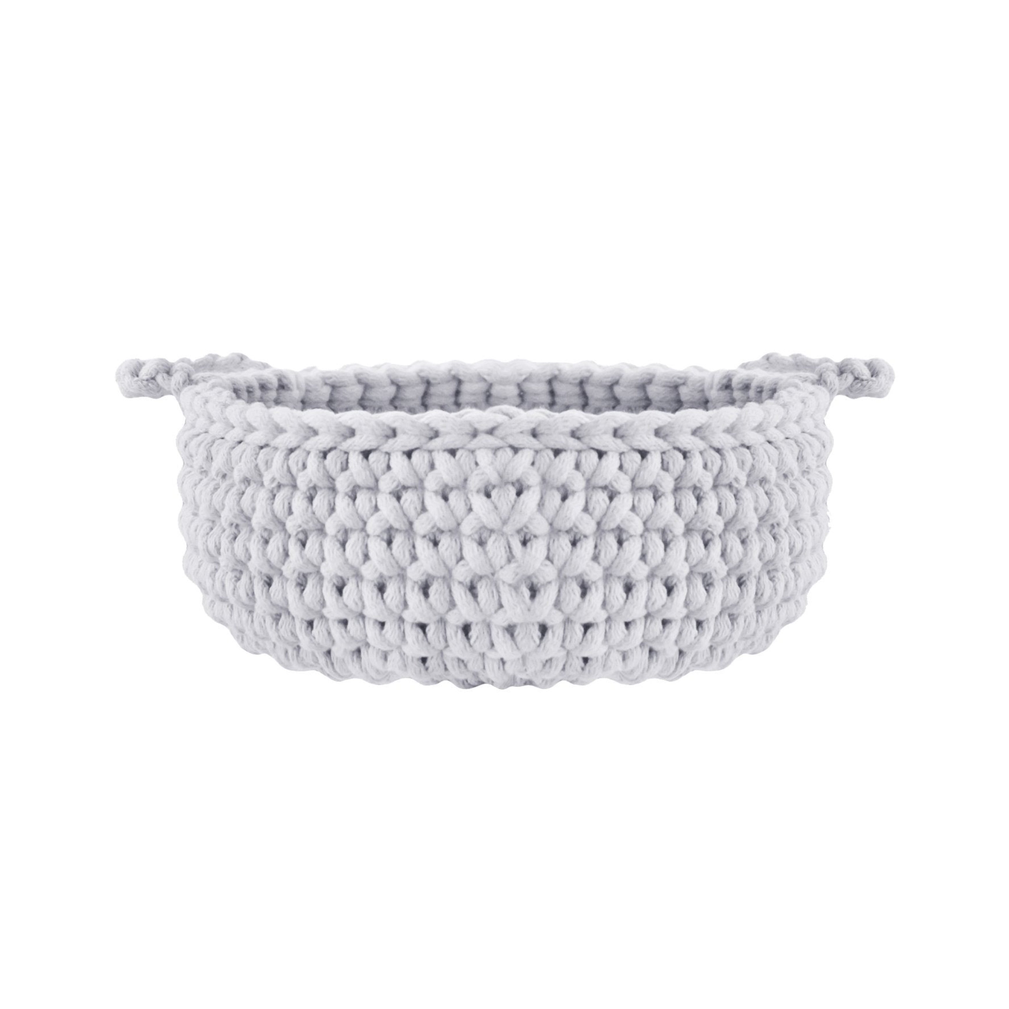 Crochet flat basket, Small | LIGHT GREY - Zuri House