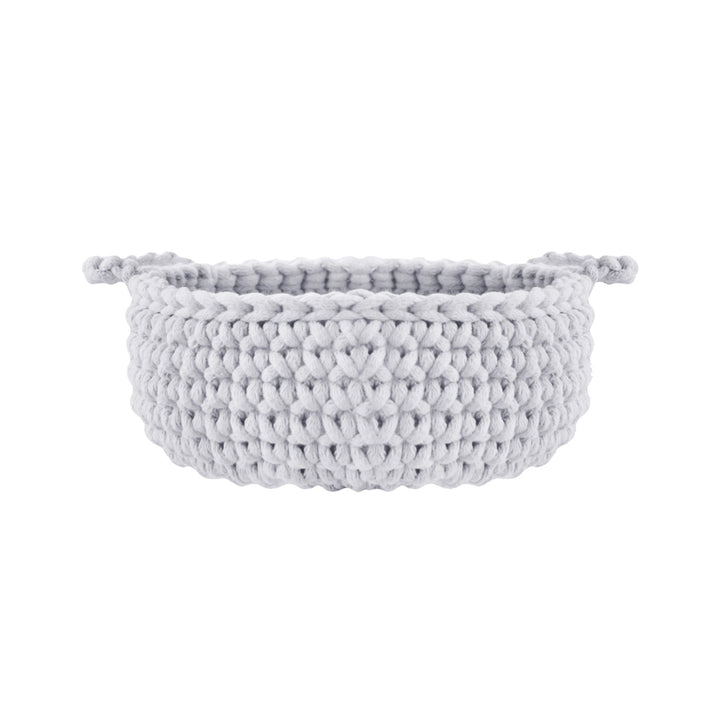 Crochet flat basket, Small | LIGHT GREY - Zuri House