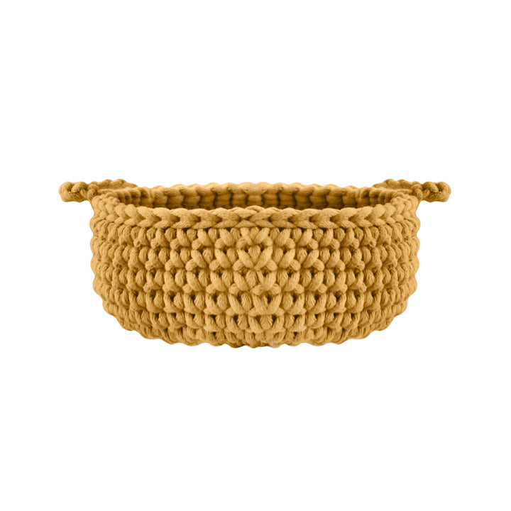 Crochet flat basket, Small | MUSTARD - Zuri House