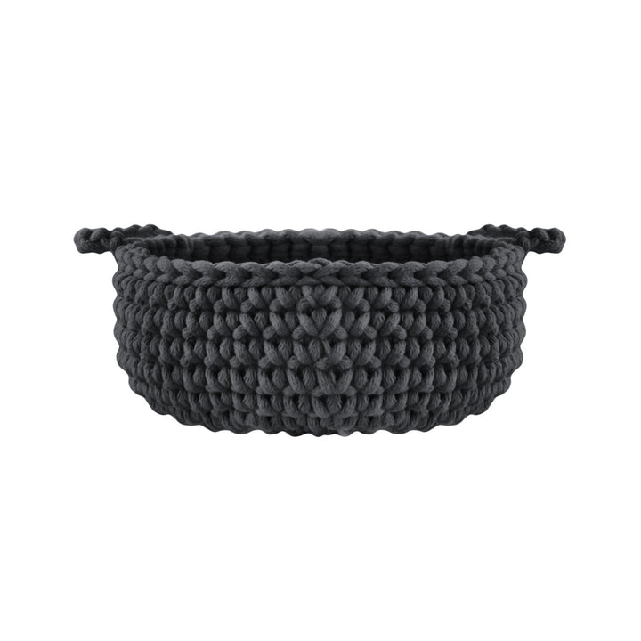 Crochet flat basket, Small | CHARCOAL - Zuri House