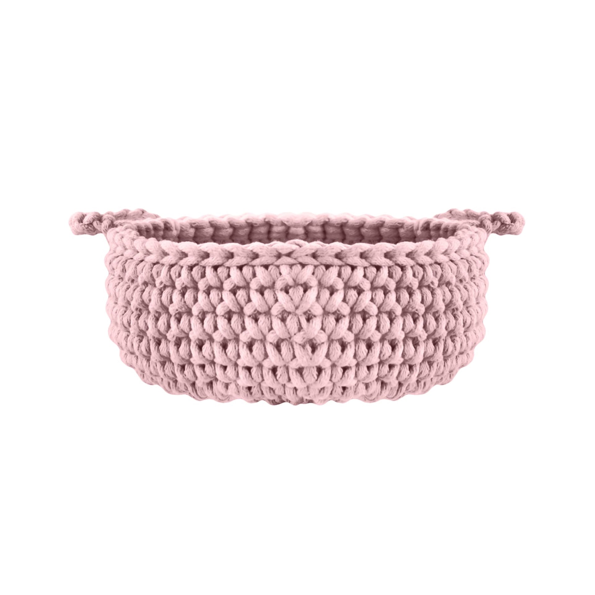Crochet flat basket, Small | POWDER PINK