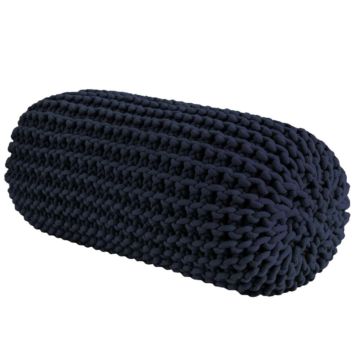 Chunky knitted bolster footrest | NAVY BLUE - Zuri House