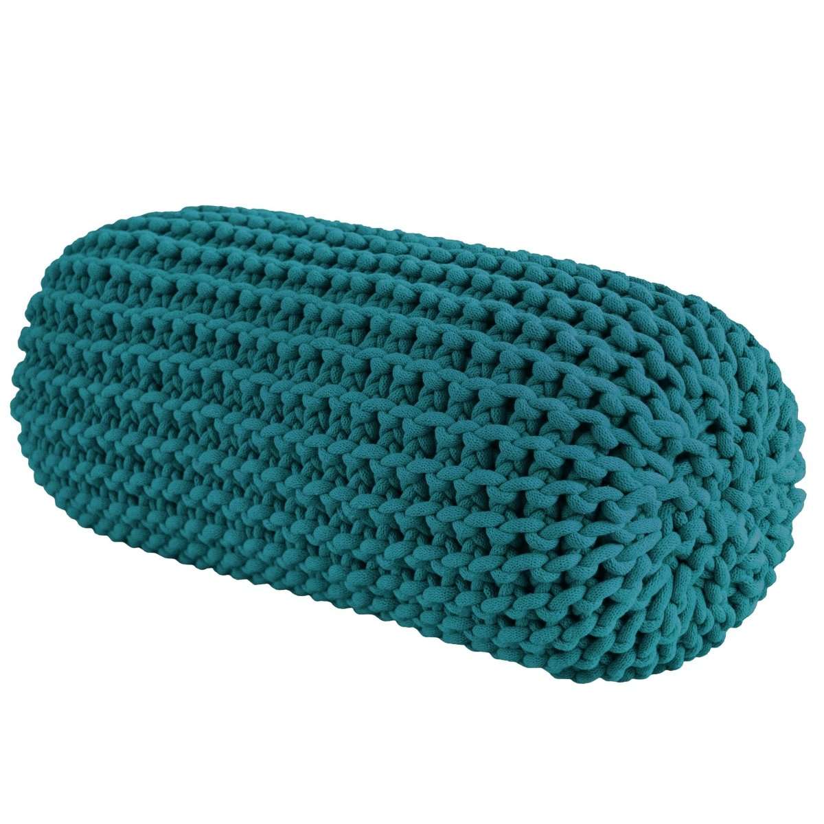 Chunky knitted bolster footrest | OCEAN BLUE - Zuri House