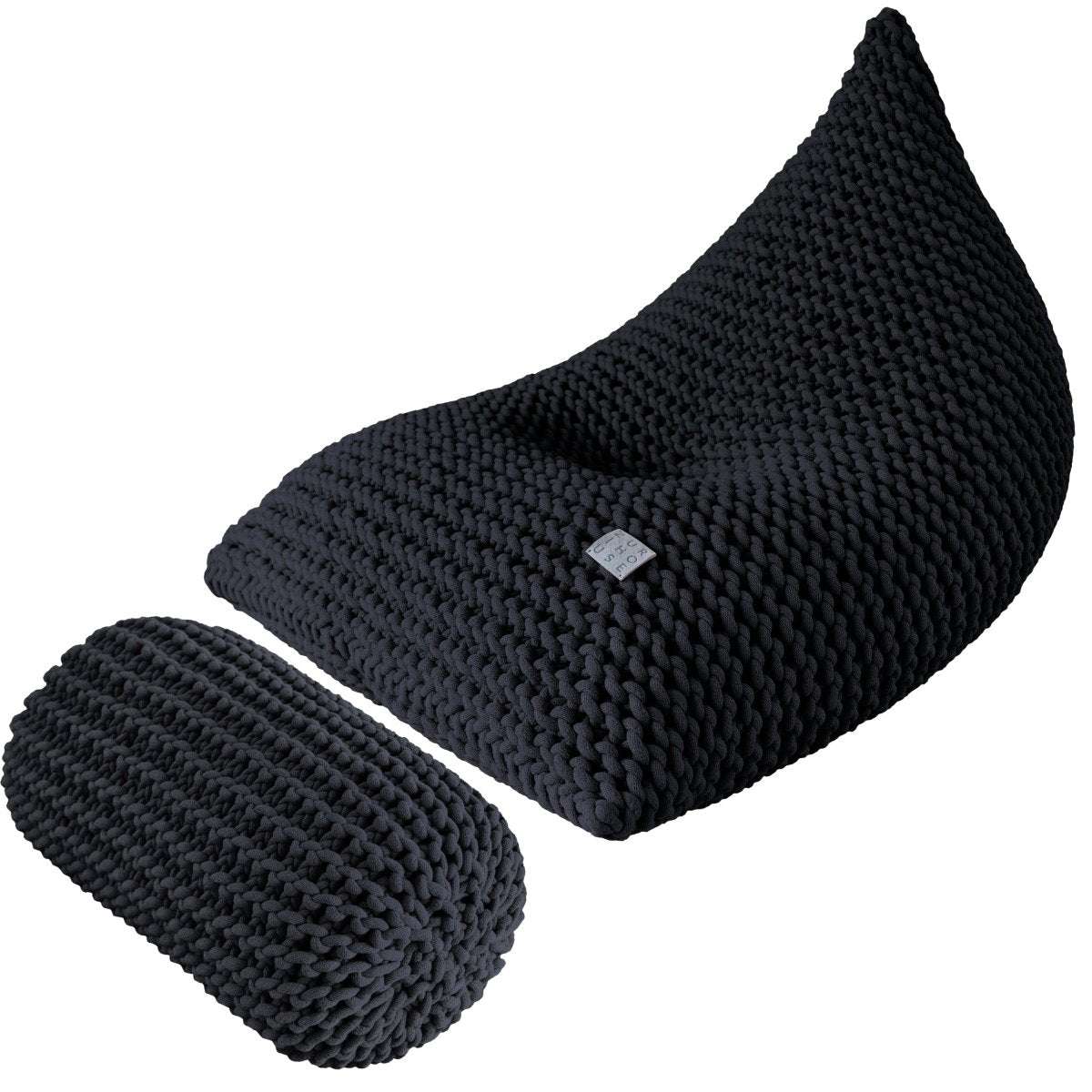 Chunky knitted SET bean bag & bolster footrest | CHARCOAL - Zuri House