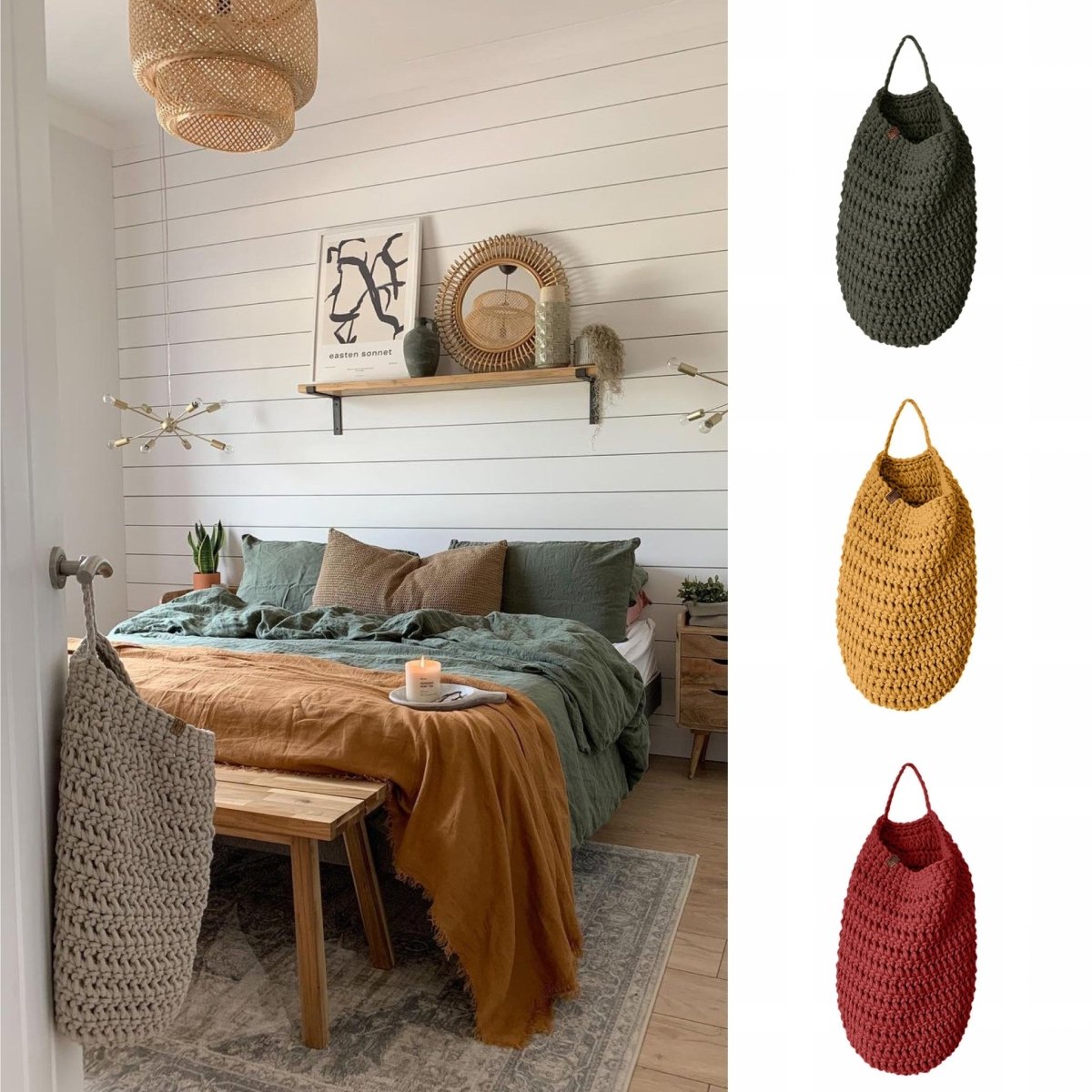 Crochet hanging bag, Large | TERRACOTTA - Zuri House