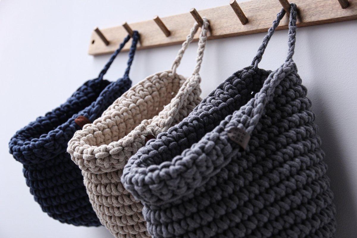 Crochet hanging bags | GREY - Zuri House