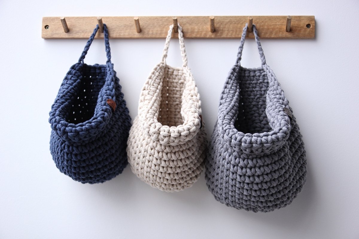 Crochet hanging bags | GREY - Zuri House