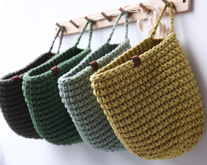 Crochet hanging bags | LIGHT OLIVE - Zuri House