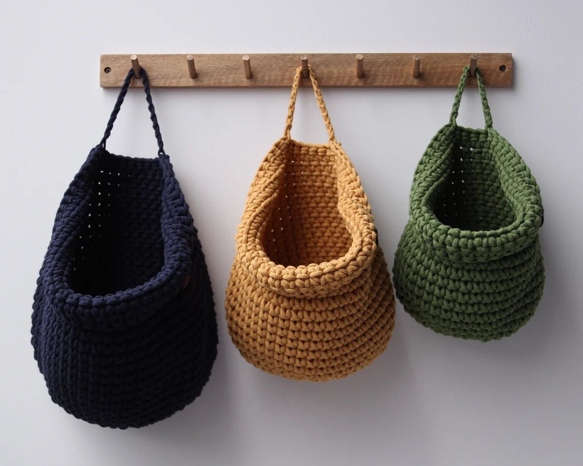 Crochet hanging bags | NAVY BLUE - Zuri House