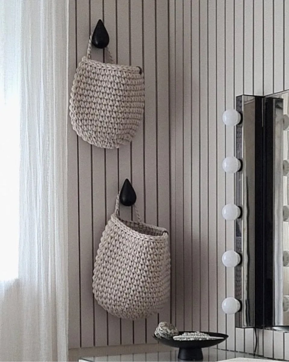Crochet hanging bags | OATMEAL - Zuri House