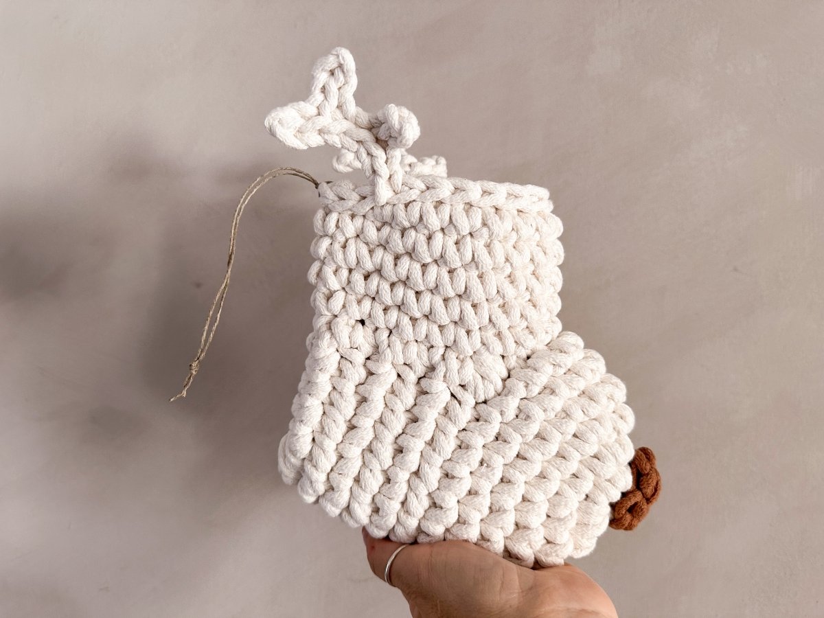 Crochet Reindeer Stocking | Ivory & Cinnamon Nose - Zuri House