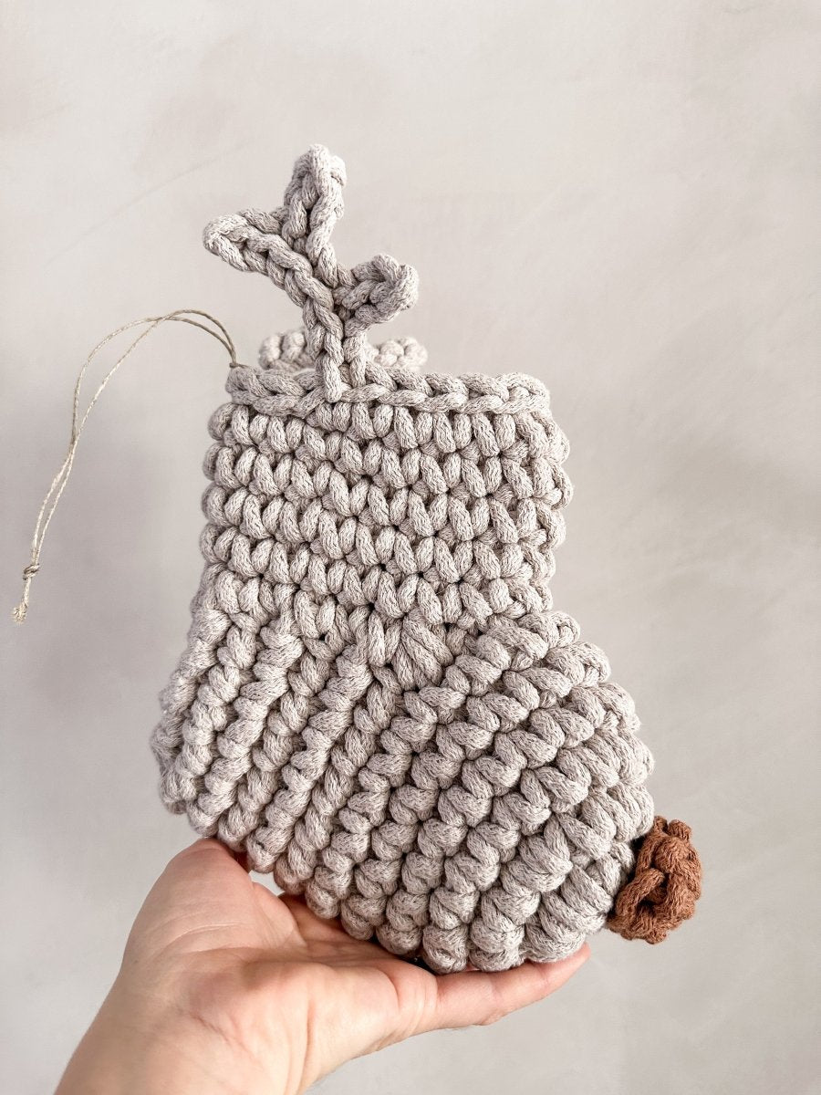 Crochet Reindeer Stocking | Oatmeal & Cinnamon Nose - Zuri House