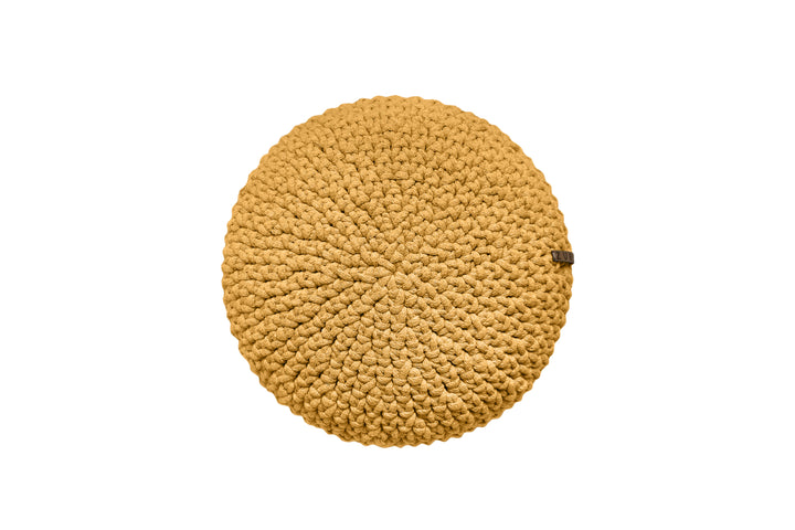 Crochet round cushion MUSTARD - Zuri House