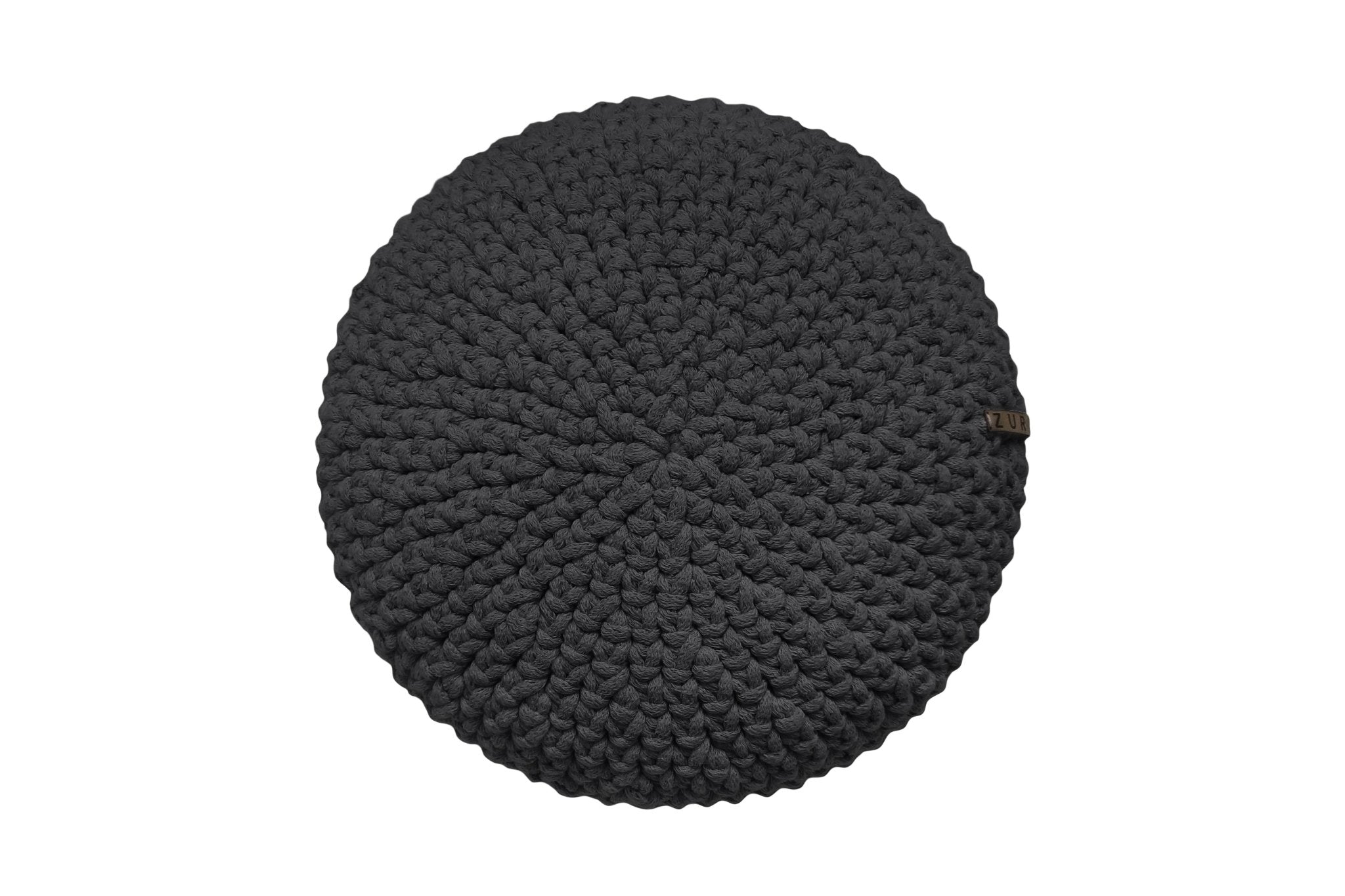 Crochet round cushion CHARCOAL - Zuri House