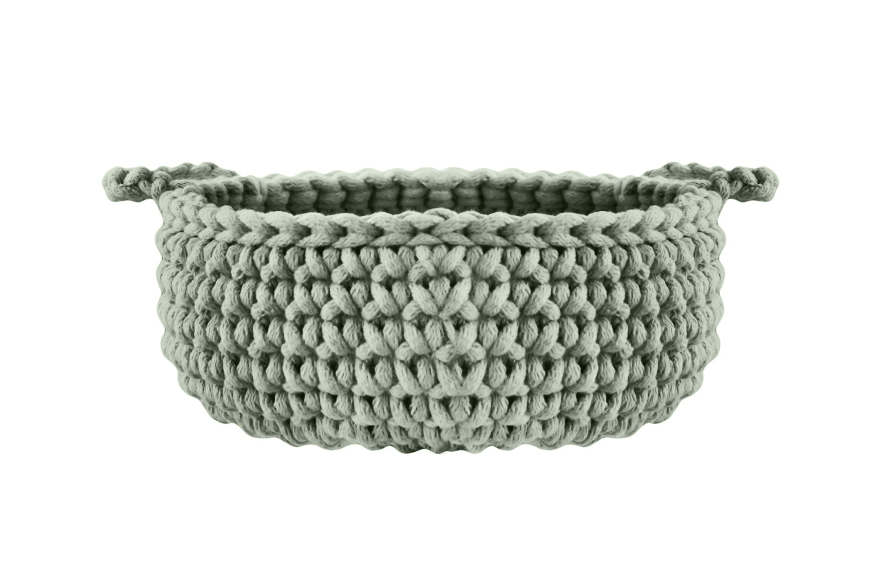 Crochet flat basket, Small | LIGHT OLIVE