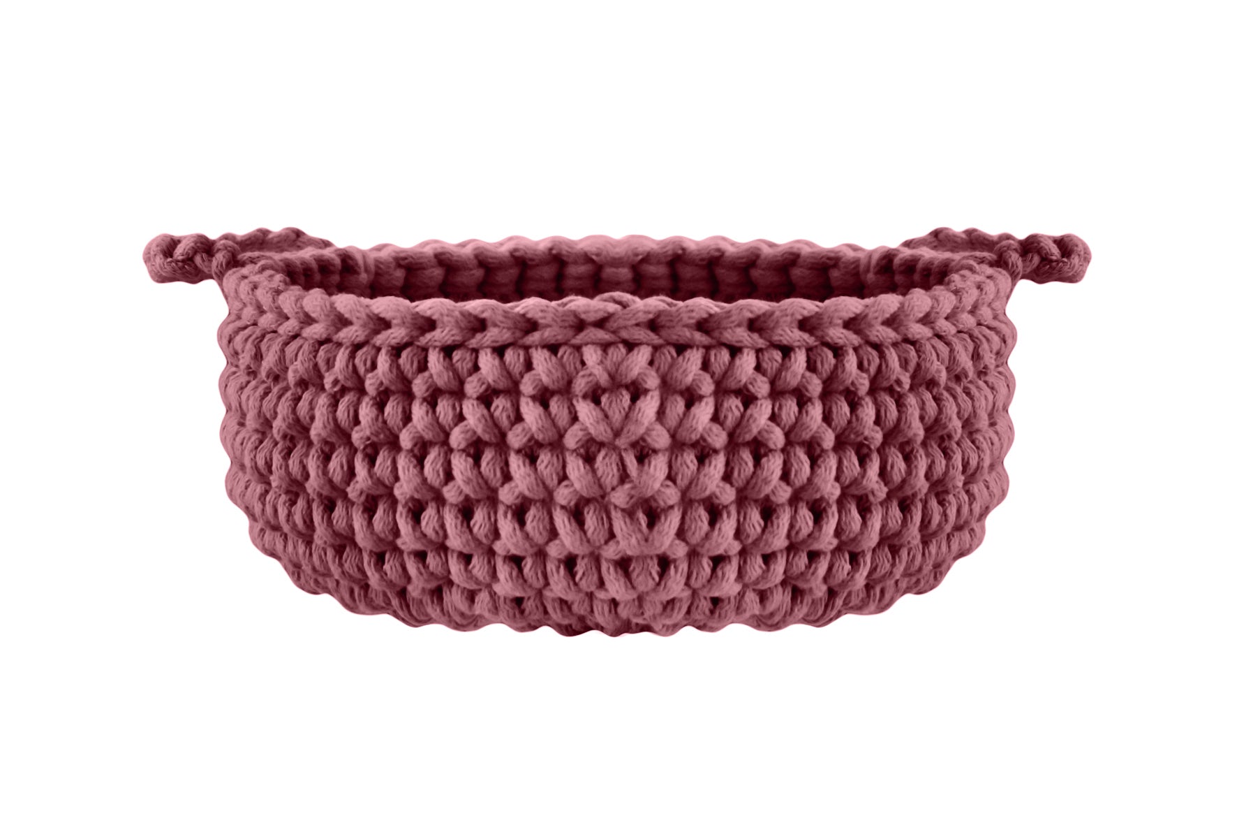 Crochet flat basket, Small | OLD ROSE