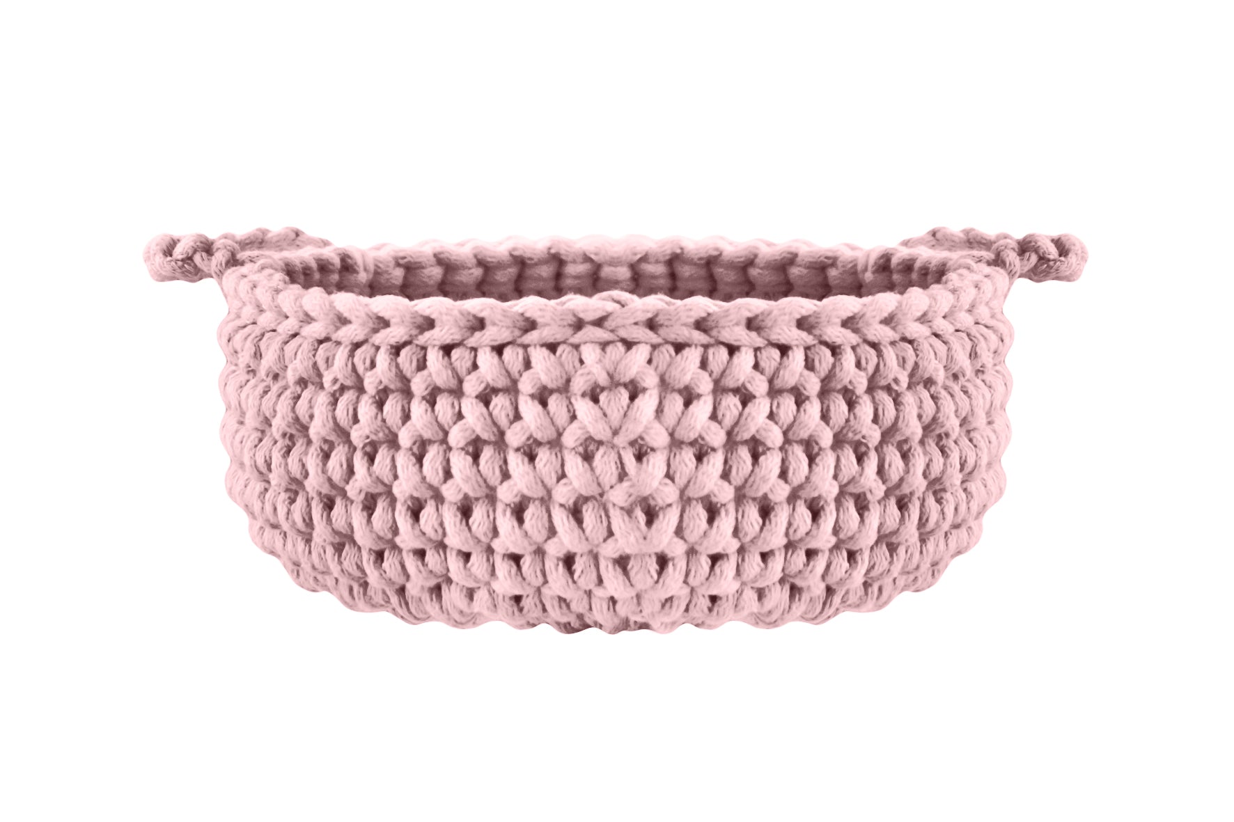 Crochet flat basket, Small | POWDER PINK
