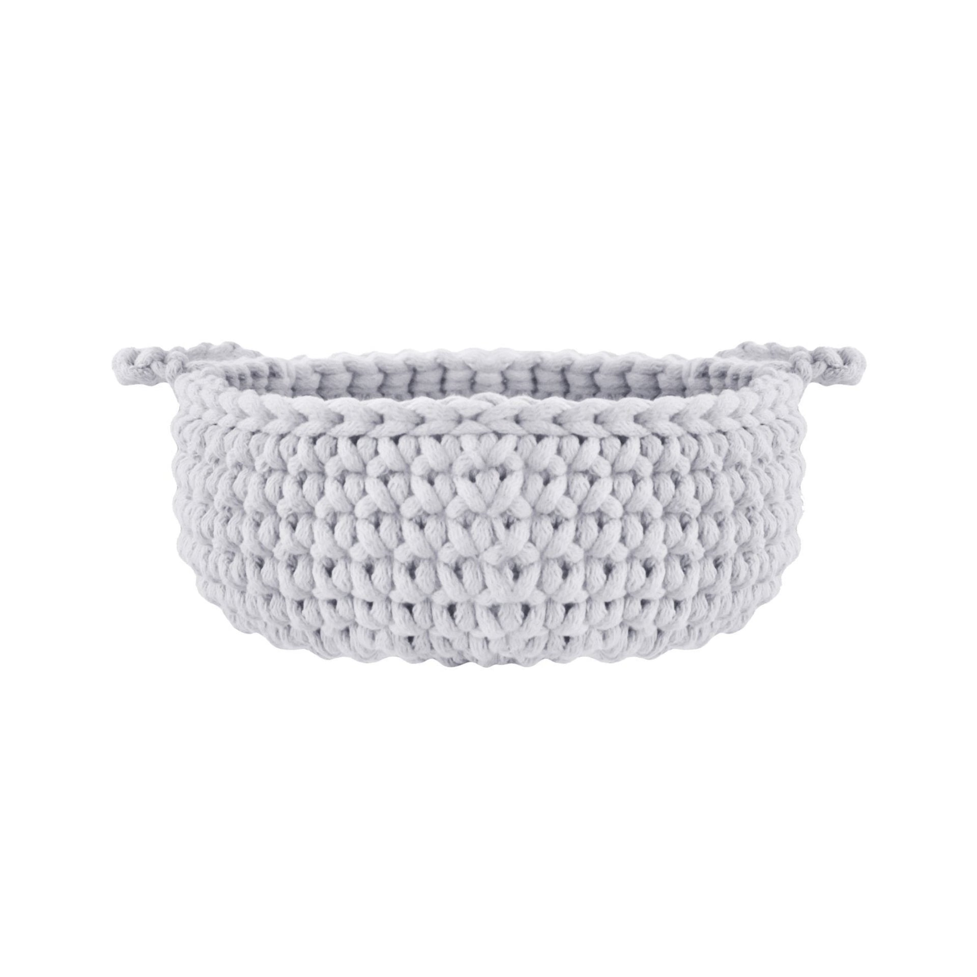 Crochet flat basket, Small | LIGHT GREY - Zuri House