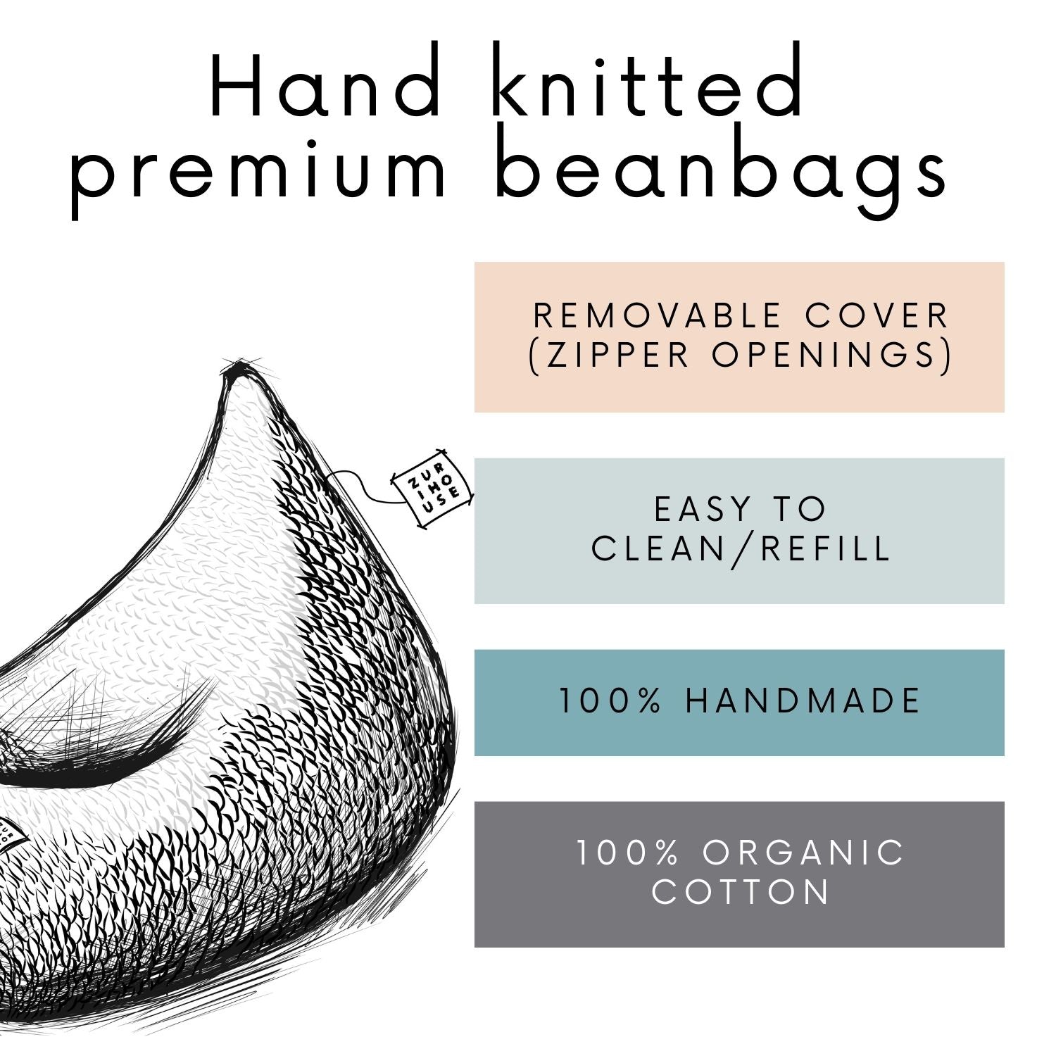Knitted bean bag | GRAPHITE