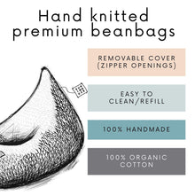 Chunky knitted SET bean bag & bolster footrest | LIGHT GREY