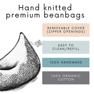 Chunky knitted SET bean bag & bolster footrest | OATMEAL
