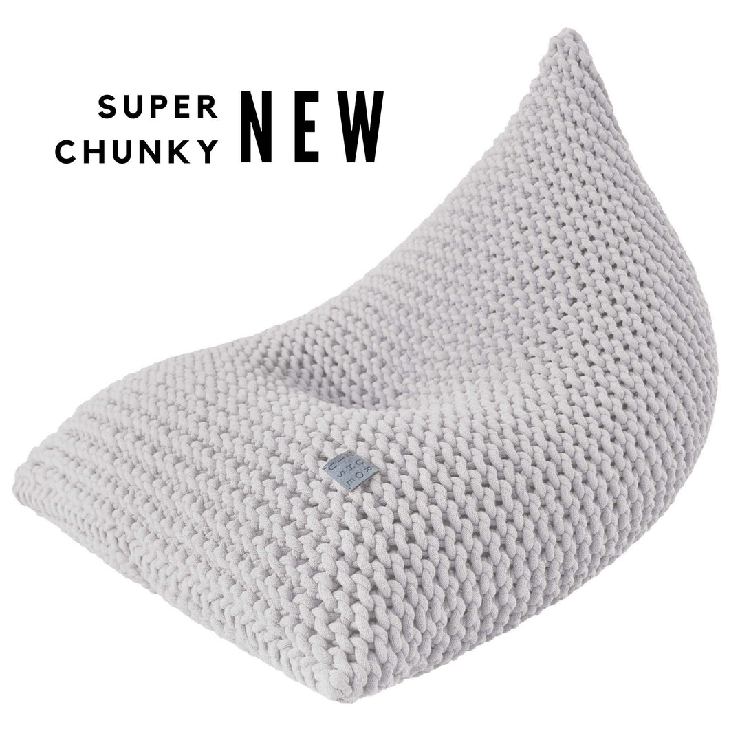 Chunky knitted bean bag | LIGHT GREY