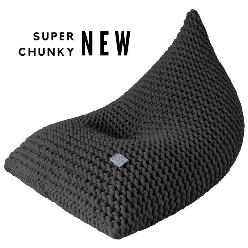 Chunky knitted bean bag | GRAPHITE