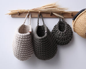 Crochet hanging bags | OLIVE GREEN