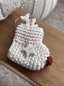 Crochet Reindeer Stocking IVORY | Personalised name