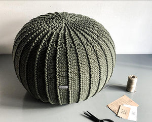 Knitted pouffe, Small | OLIVE GREEN | R2G