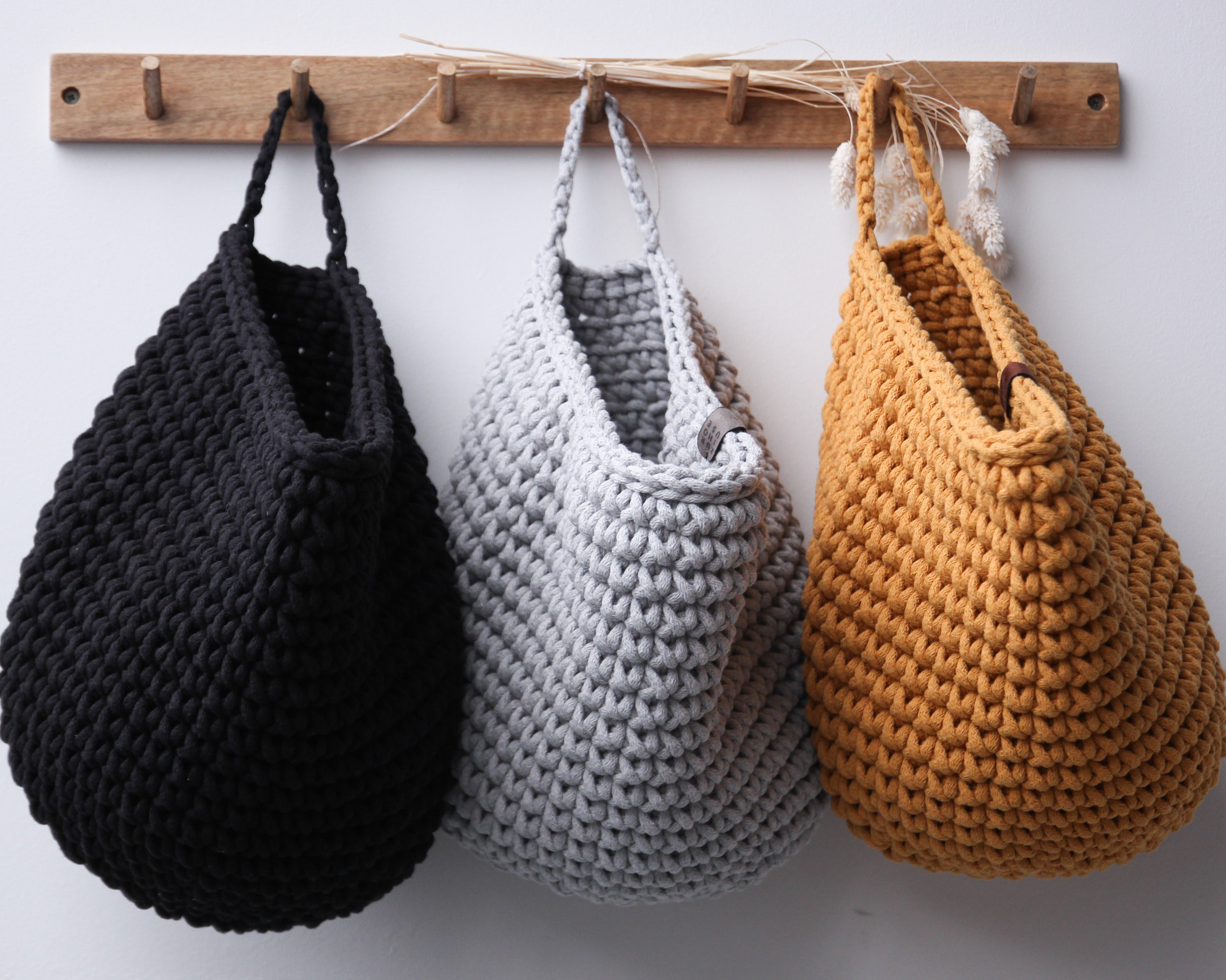 Crochet hanging bags | LIGHT GREY