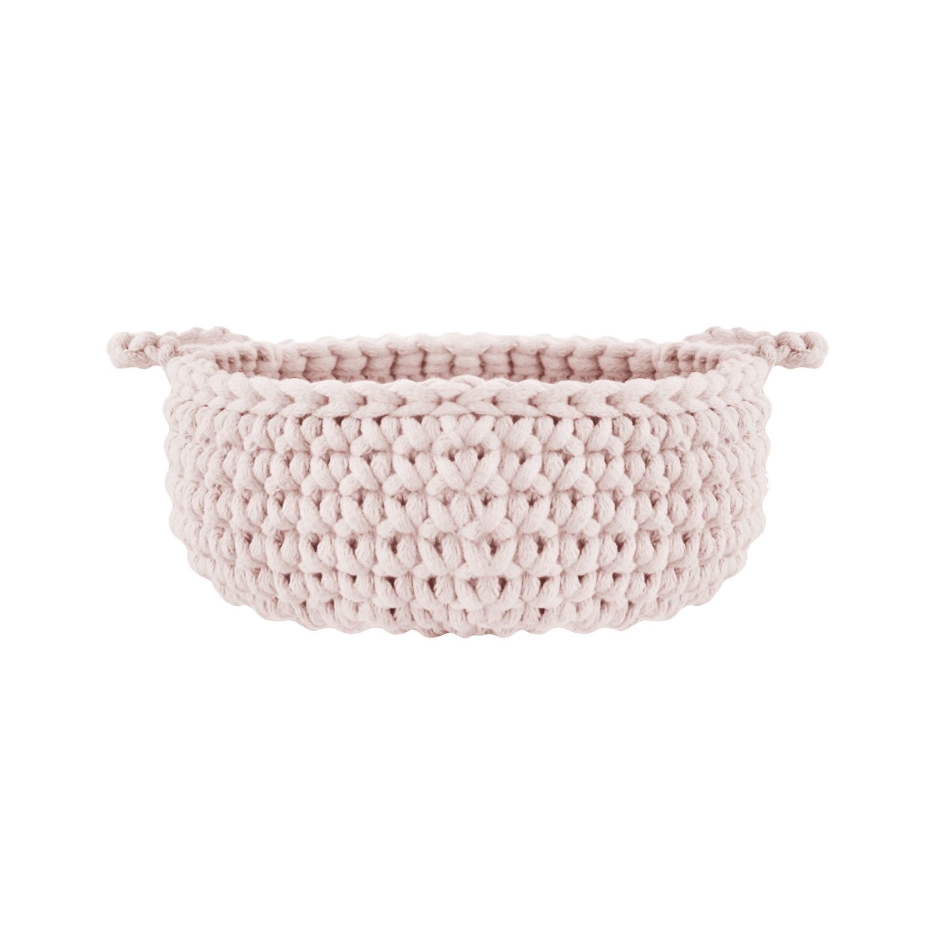 Crochet flat basket, Small | PALE PINK - Zuri House