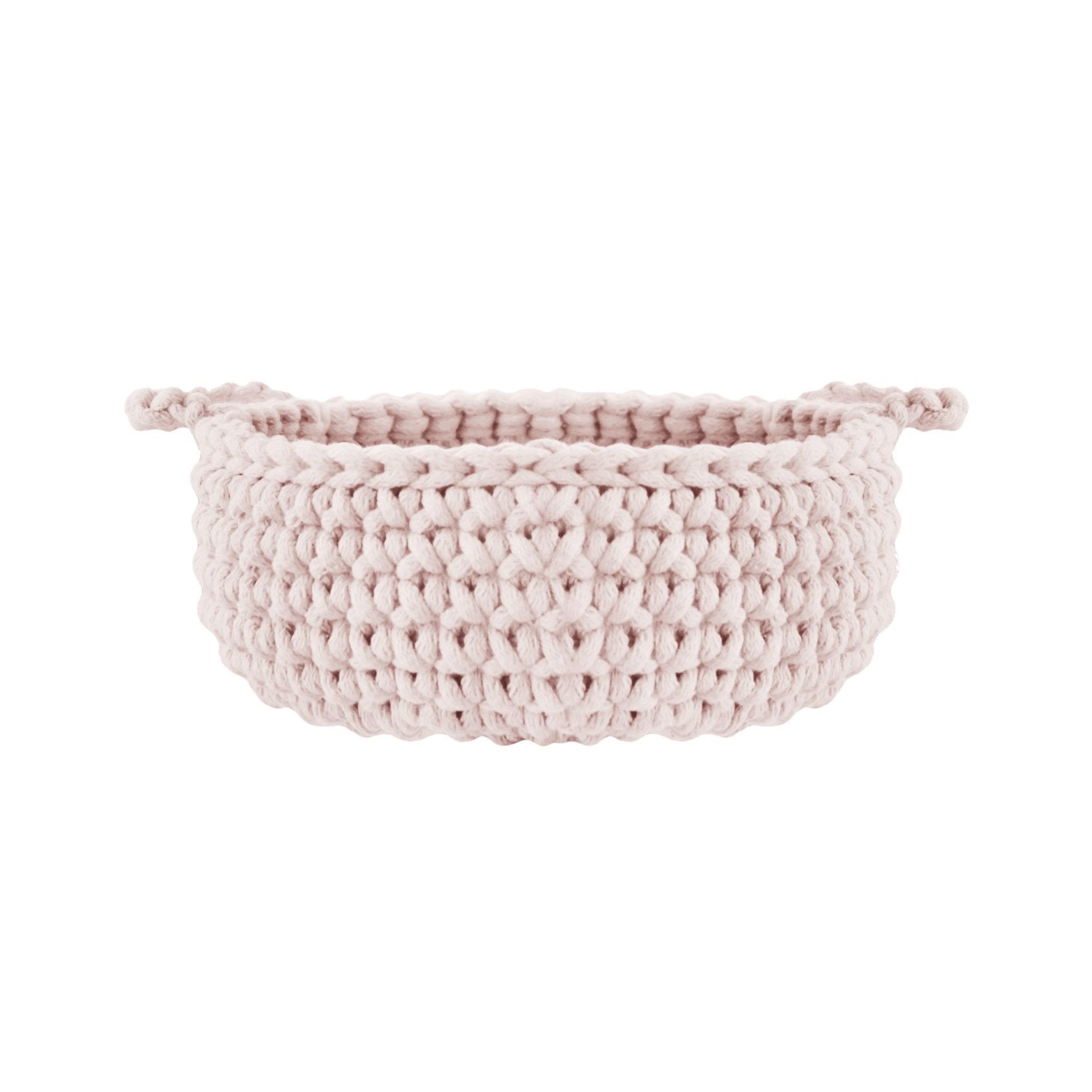 Crochet flat basket, Small | PALE PINK - Zuri House