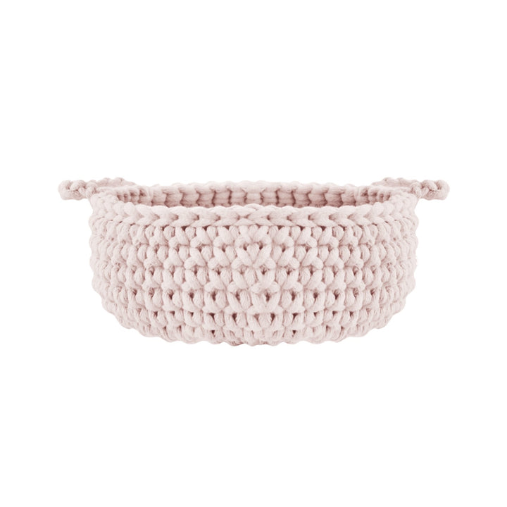 Crochet flat basket, Small | PALE PINK - Zuri House