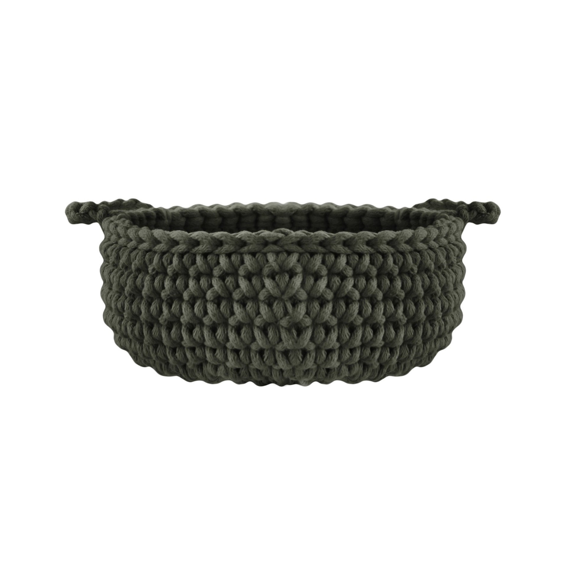 Crochet flat basket, Small | OLIVE GREEN - Zuri House