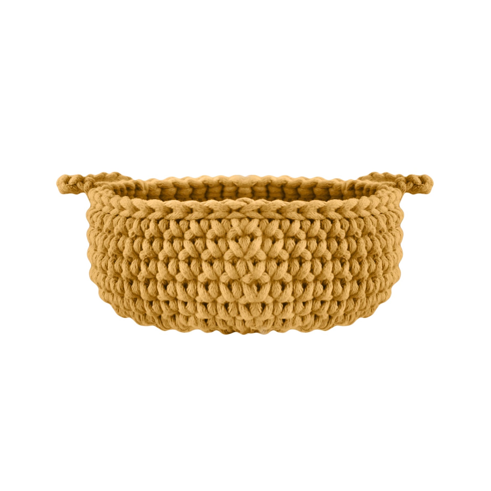 Crochet flat basket, Small | MUSTARD - Zuri House