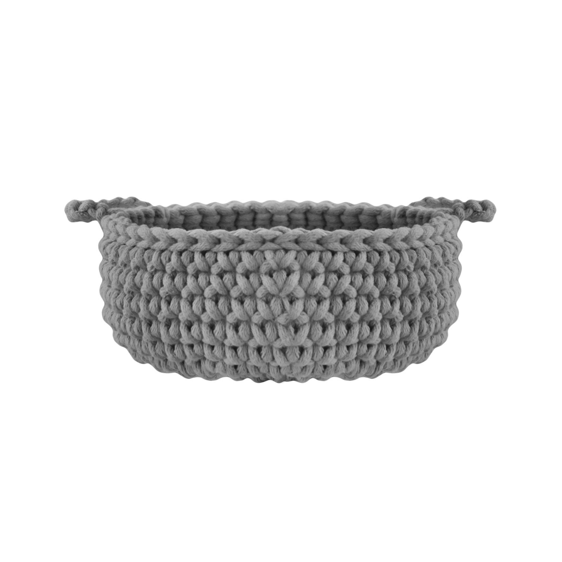 Crochet flat basket, Small | DARK GREY - Zuri House
