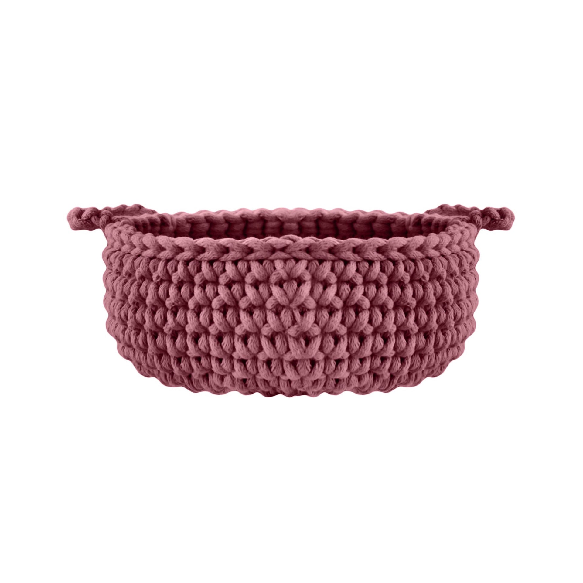 Crochet flat basket, Small | OLD ROSE