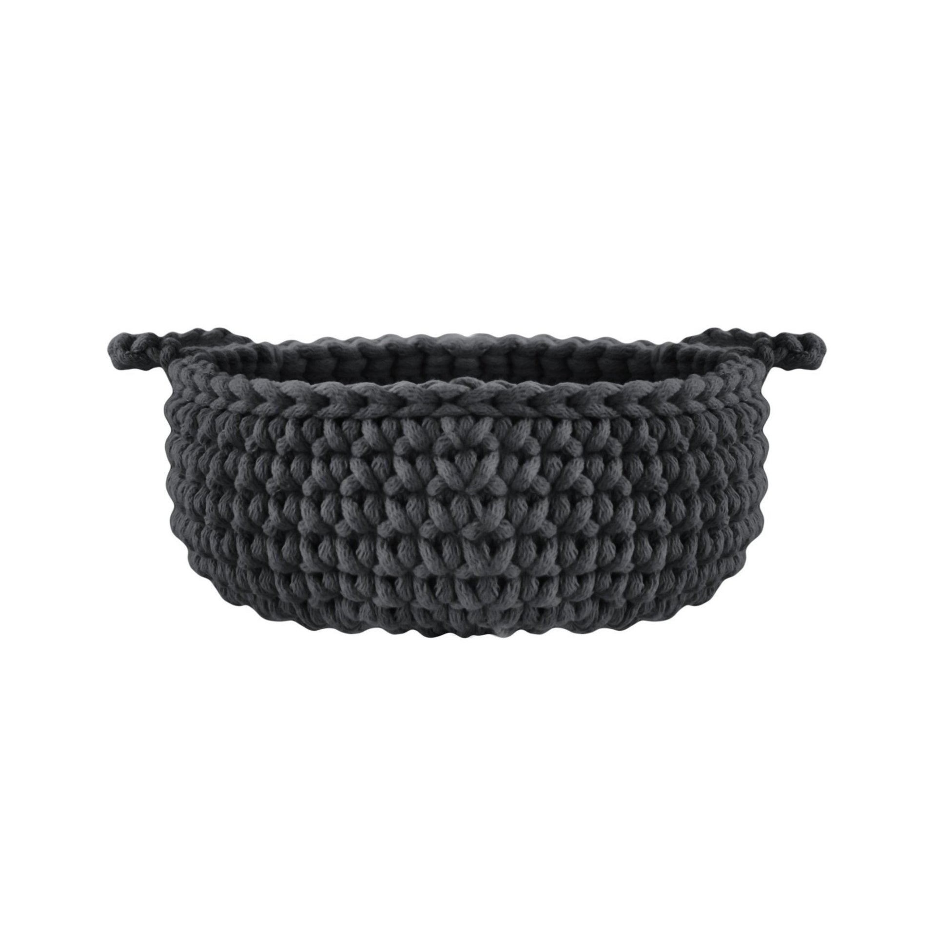 Crochet flat basket, Small | CHARCOAL - Zuri House