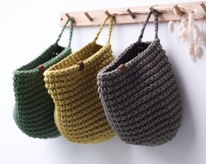 Crochet hanging bags | OLIVE GREEN