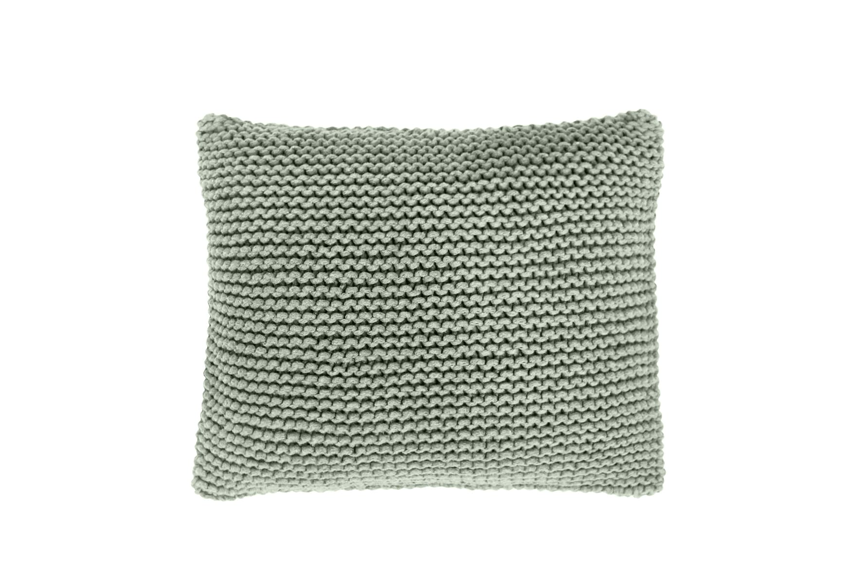 Knitted square cushion | LIGHT OLIVE