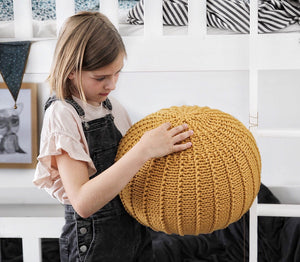 Knitted pouffe, Small | MUSTARD