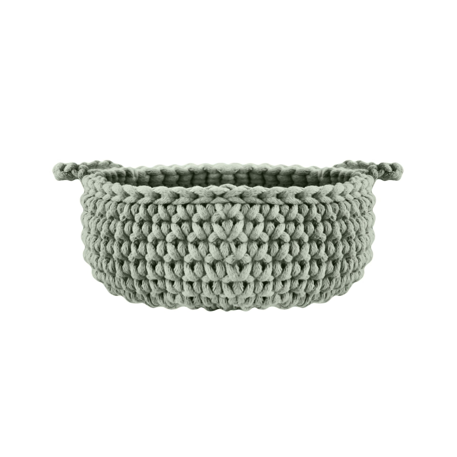 Crochet flat basket, Small | LIGHT OLIVE