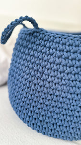 Crochet basket, size L | DENIM BLUE