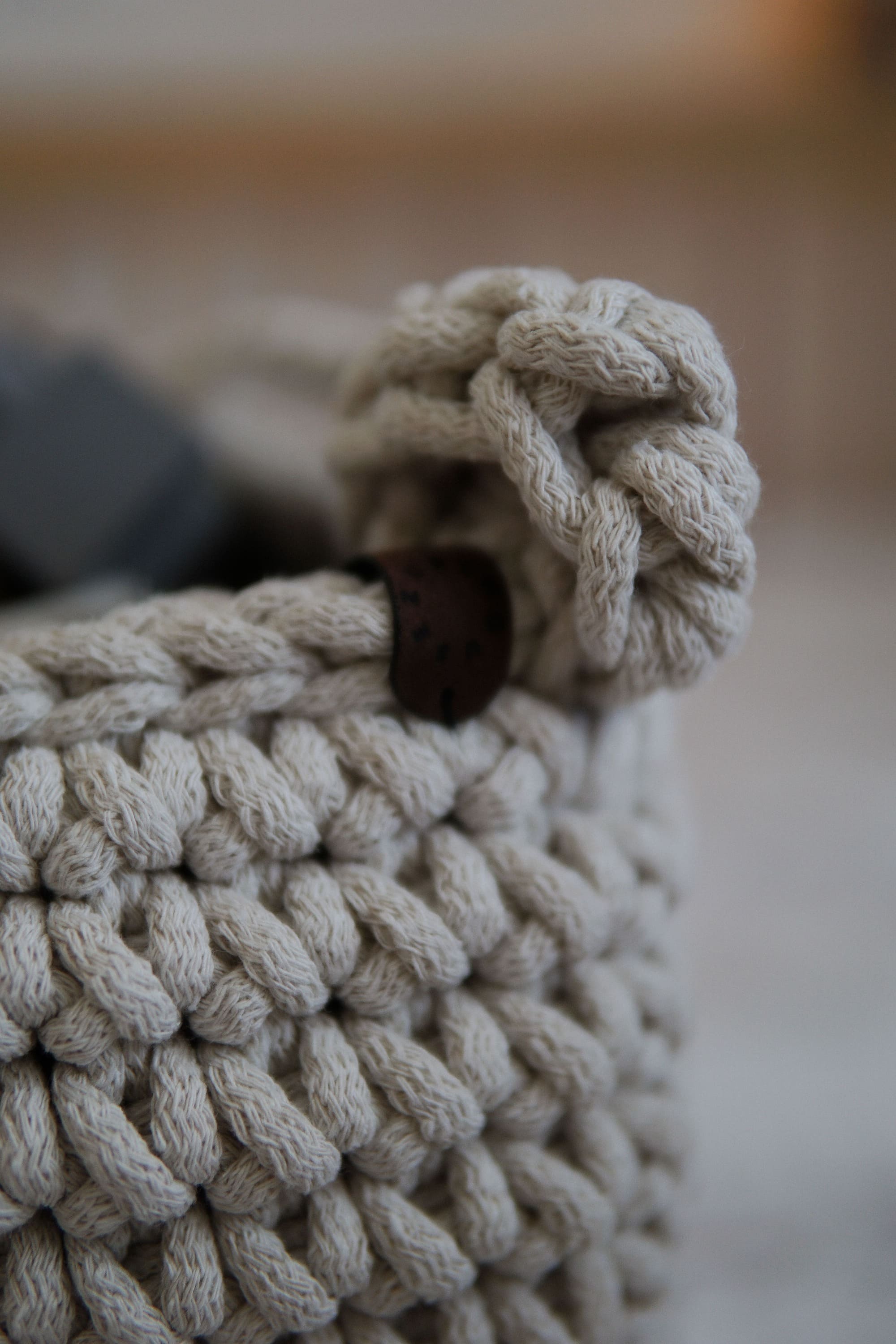 crochet bear basket close up