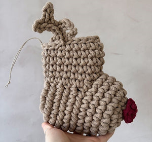 Crochet Reindeer Stocking CAPPUCCINO