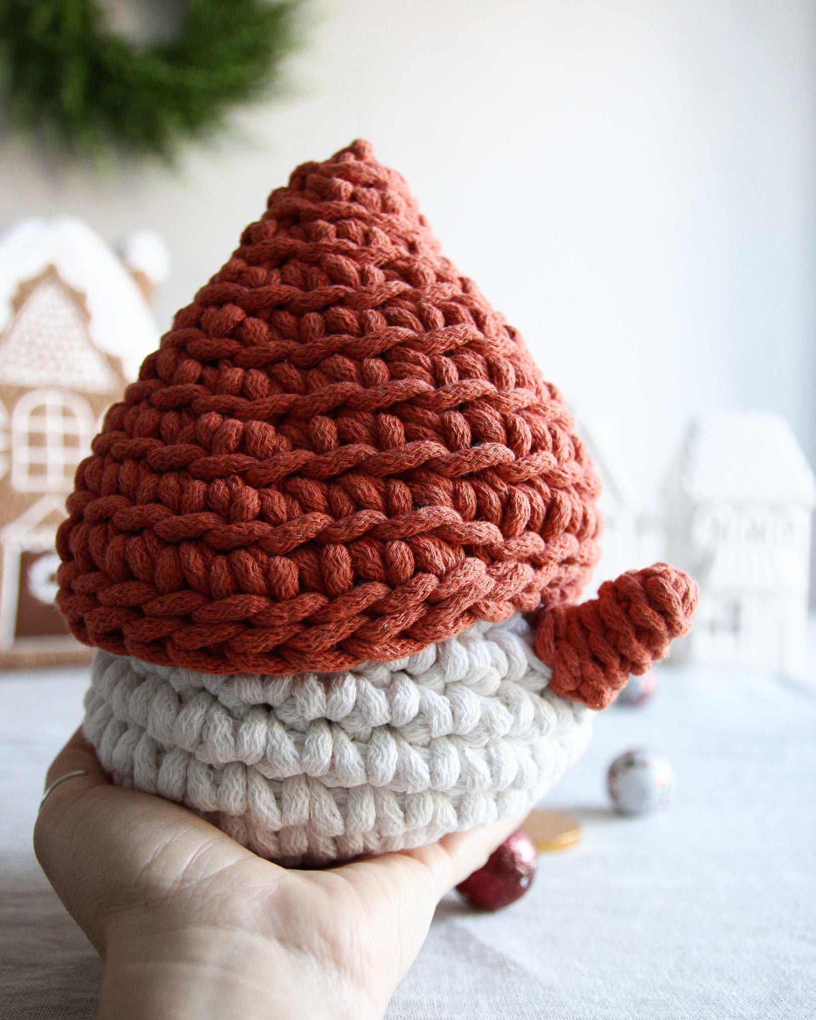 Crochet Snowman Basket | PUMPKIN