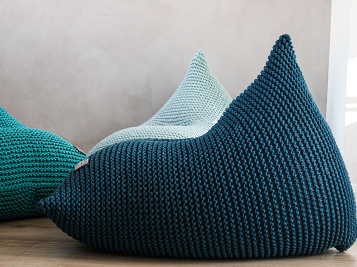 Teal knitted bean bag