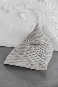 Chunky knitted SET bean bag & bolster footrest | LIGHT GREY
