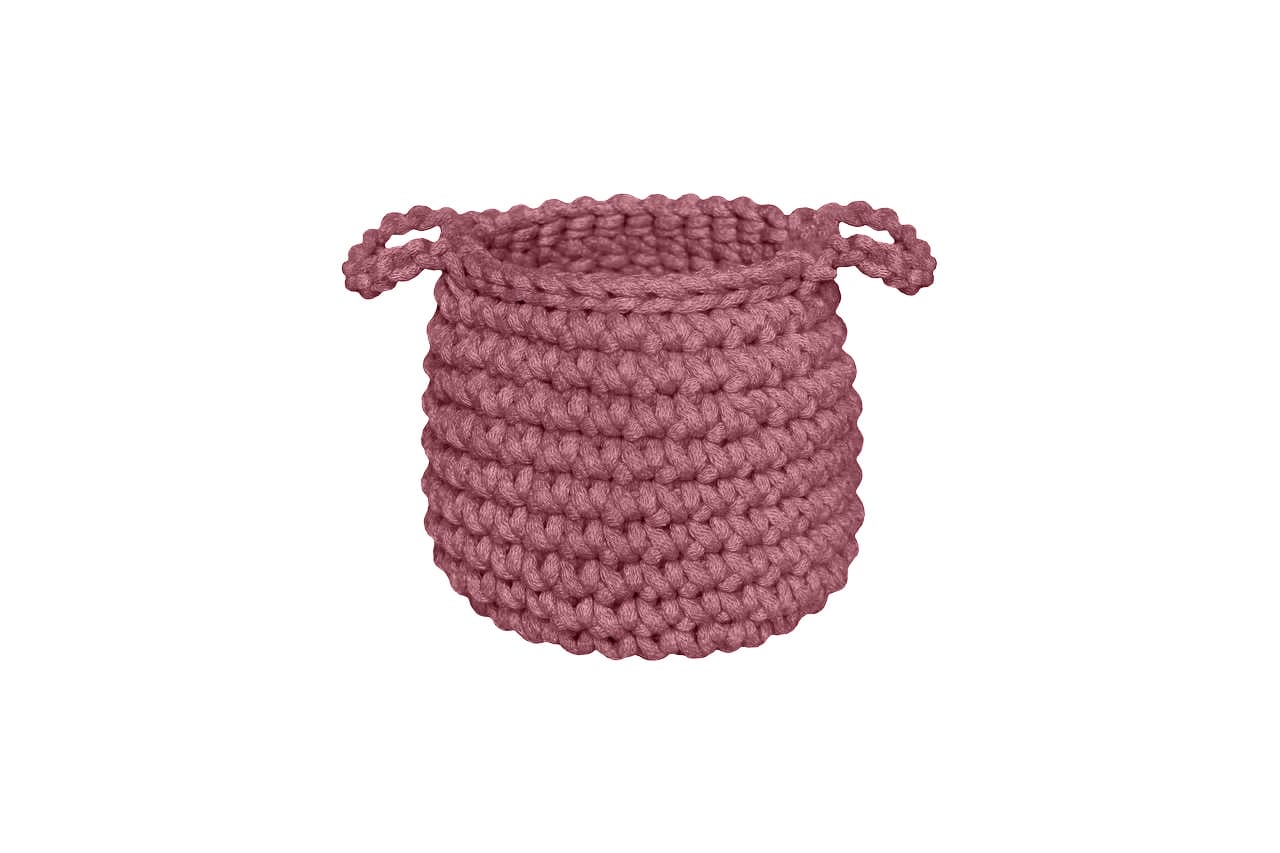 Crochet basket, Small | OLD ROSE